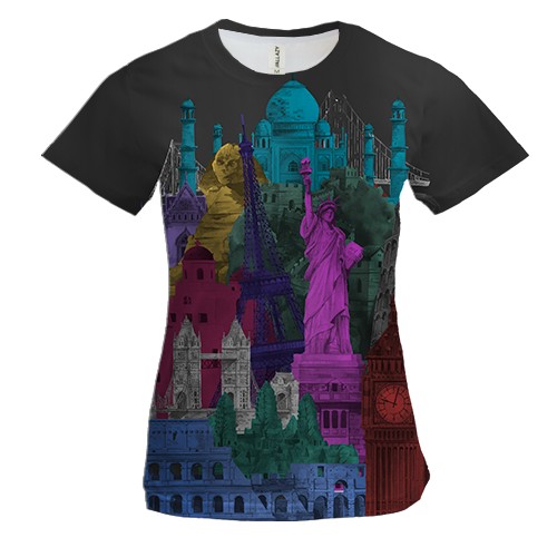 Женская 3D футболка World Attractions