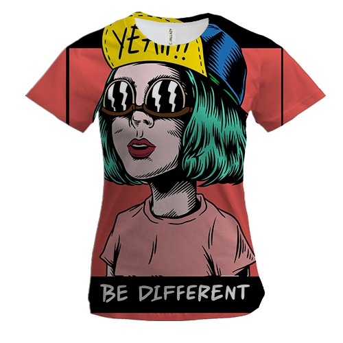 Женская 3D футболка Be different Yeah!!