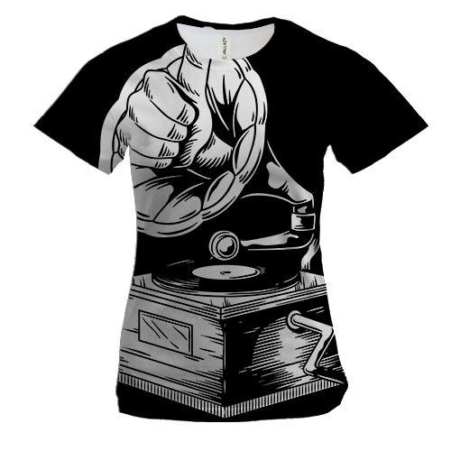 Жіноча 3D футболка з грамофоном