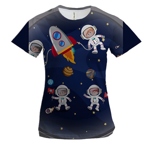 Женская 3D футболка Kids Astronauts