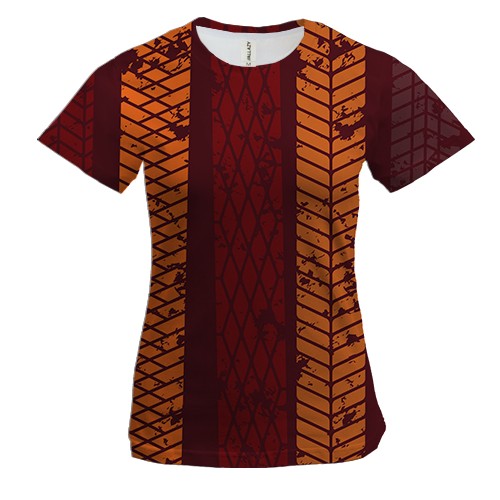 Жіноча 3D футболка Сліди від шин