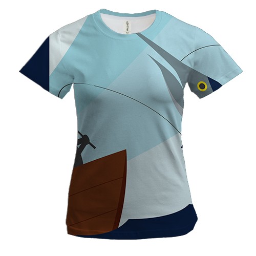 Женская 3D футболка Рыба-пила