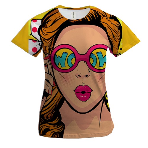 Женская 3D футболка Girl Wow Pop Art