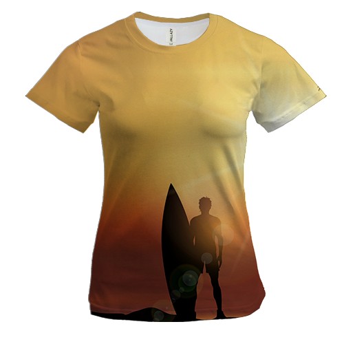 Женская 3D футболка Surfer with Board