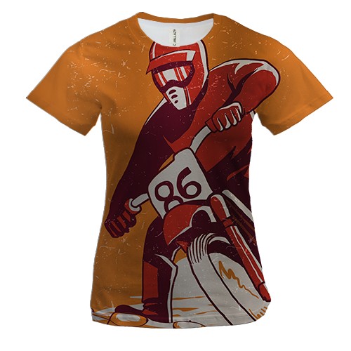 Женская 3D футболка Motorcyclist #86