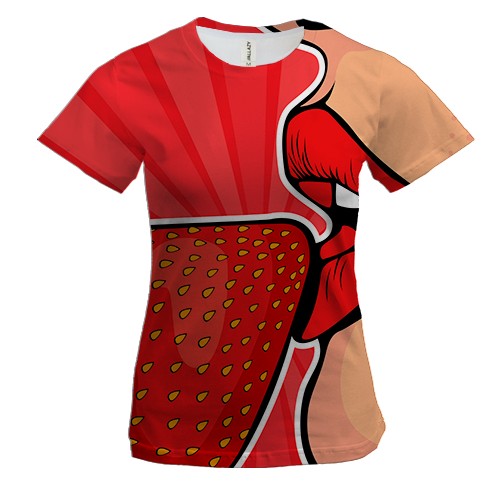 Женская 3D футболка Strawberries on Lips Pop Art