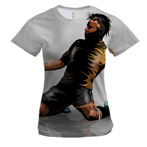 Женская 3D футболка Футболист на коленях