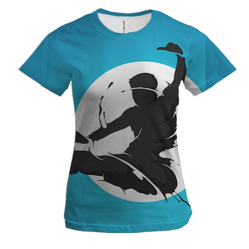 Женская 3D футболка Silhouette and the moon