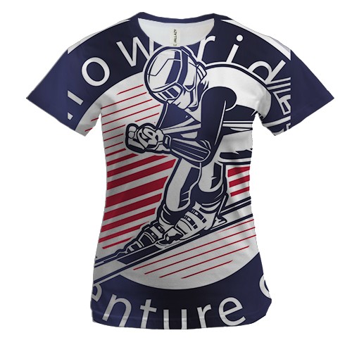 Женская 3D футболка Skier Emblem