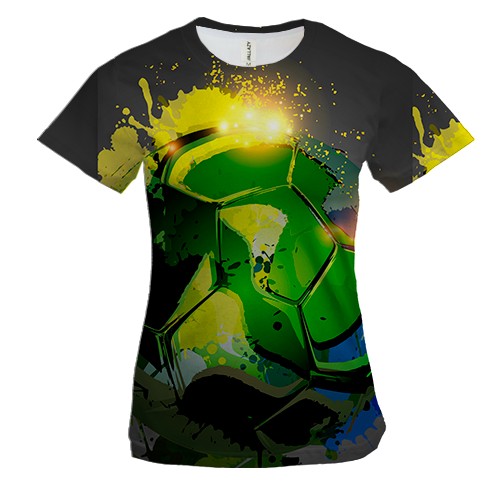 Жіноча 3D футболка Green Football Art