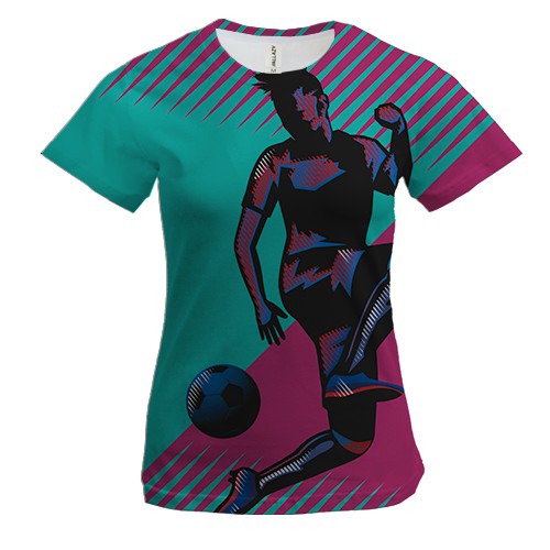 Женская 3D футболка Футболист в прыжке Арт