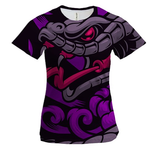 Женская 3D футболка Angry Snake Art