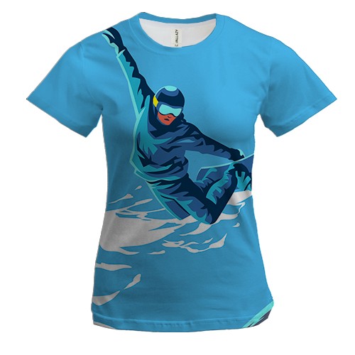 Женская 3D футболка Snowskater is Jumping