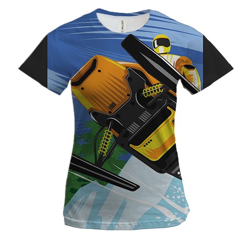 Женская 3D футболка Snowmobile bottom view