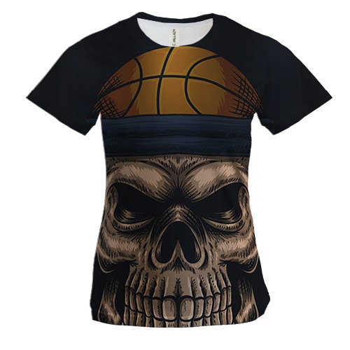 Жіноча 3D футболка Angry Skull Basketball