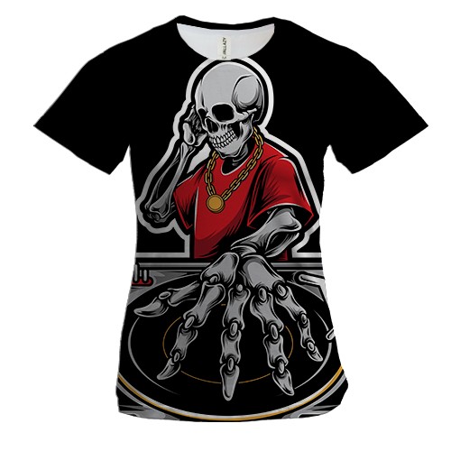 Женская 3D футболка Skull DJ
