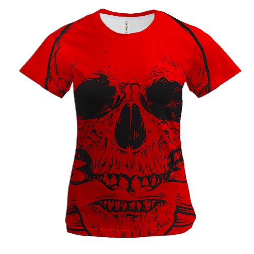 Женская 3D футболка Skull with smoke