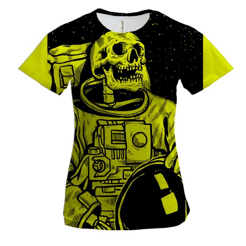 Женская 3D футболка Скелет-Космонавт