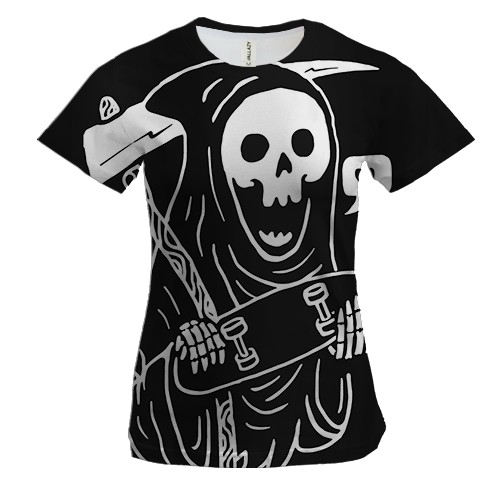 Жіноча 3D футболка Death loves a skate