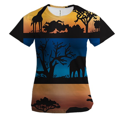 Женская 3D футболка Safari Silhouettes