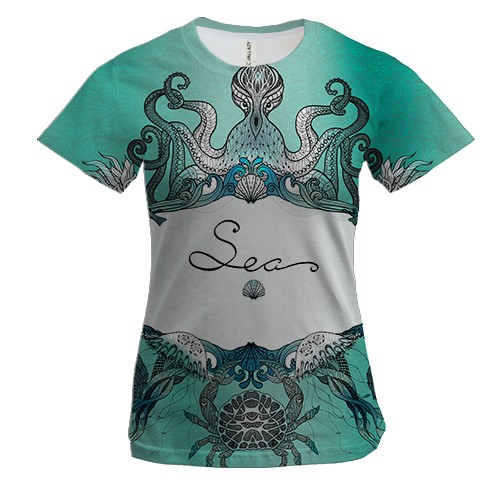 Женская 3D футболка Sea ​​Horses