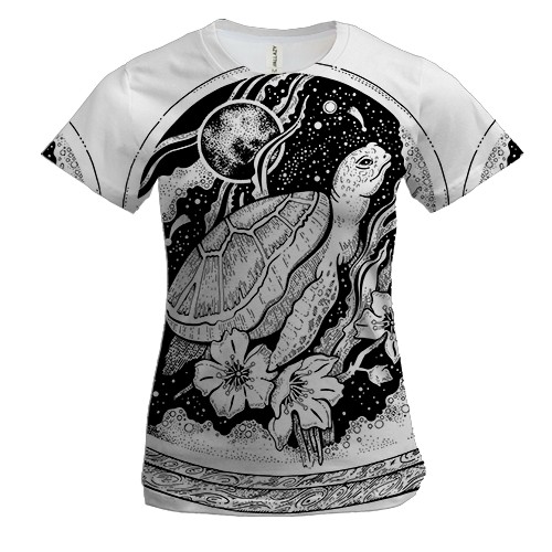 Женская 3D футболка Turtle Art Tattoo