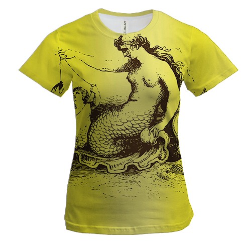 Женская 3D футболка Русалка с Ребенком Арт