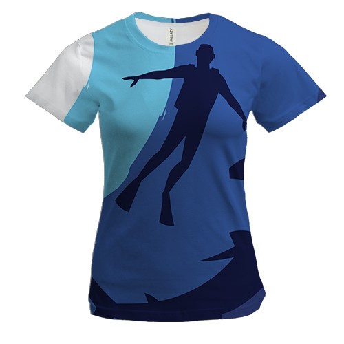 Женская 3D футболка Силуэты на дне океана