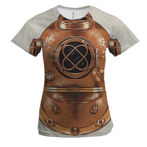 Жіноча 3D футболка Старий водолазний шолом