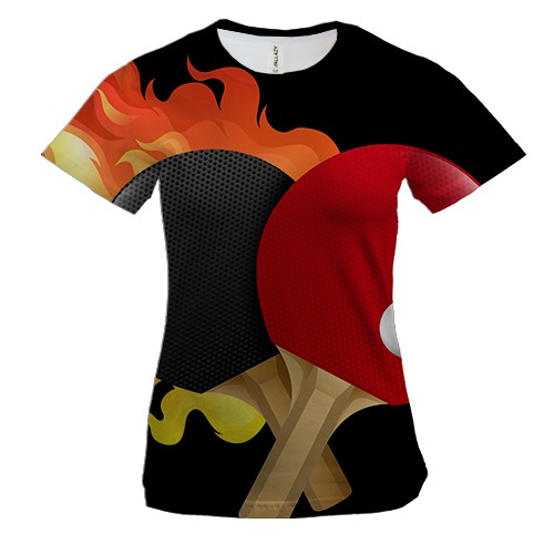 Жіноча 3D футболка з ракетками для пінг-понгу