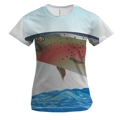 Женская 3D футболка Рыба в прыжке