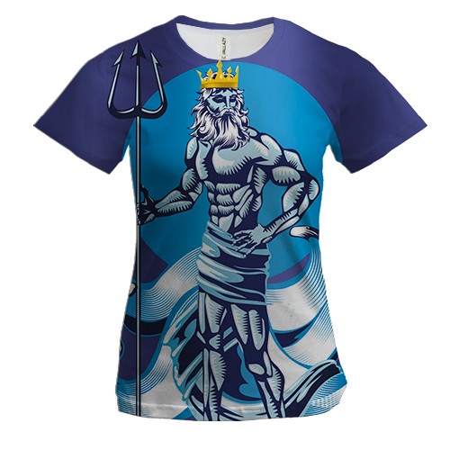 Женская 3D футболка Посейдон-бодибилдер