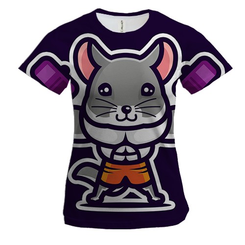 Женская 3D футболка Мышь-спортсмен