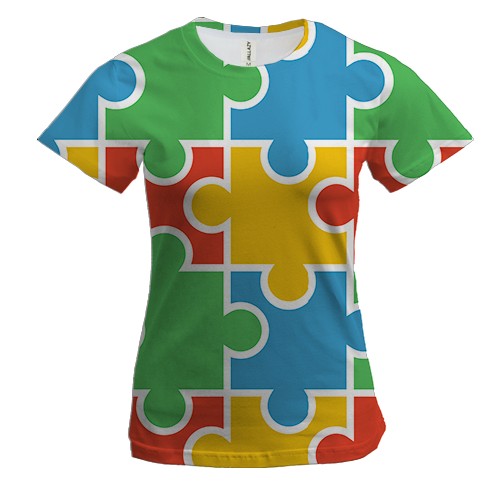 Женская 3D футболка Puzzle Pattern
