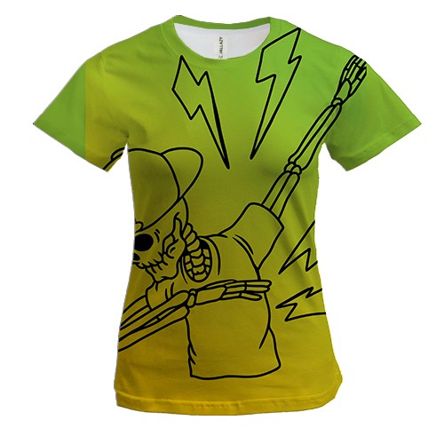 Жіноча 3D футболка Скелет в кепці