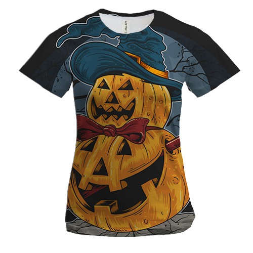 Женская 3D футболка Хэллоуинские тыквы