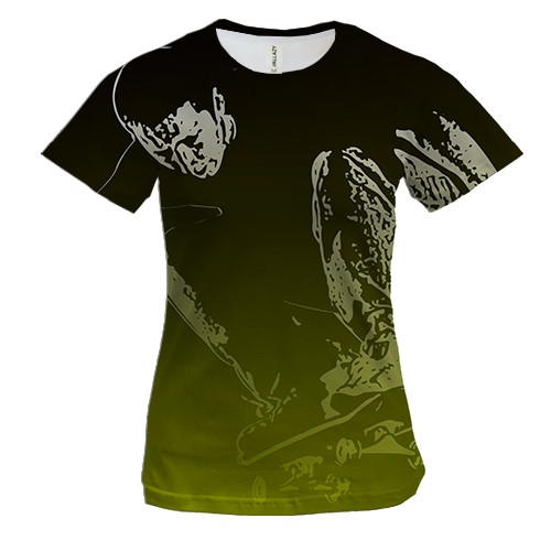 Женская 3D футболка Skateboarder