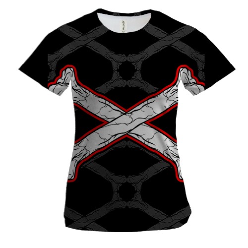 Женская 3D футболка с крестом из костей