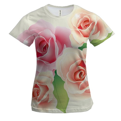 Жіноча 3D футболка з ніжними трояндами