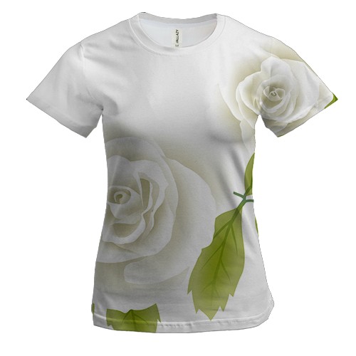 Жіноча 3D футболка з білими трояндами