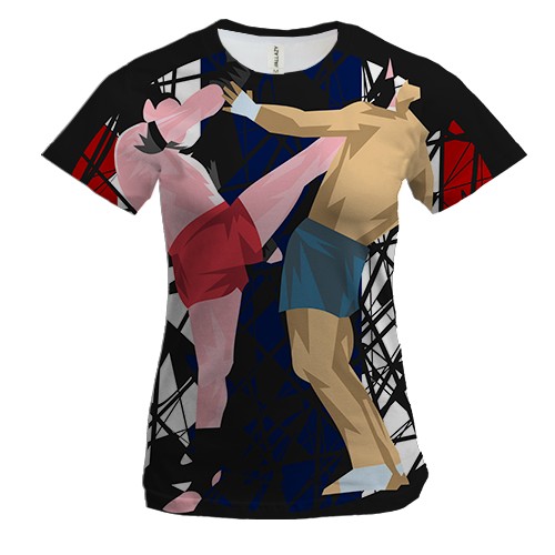 Женская 3D футболка Борьба (Арт)