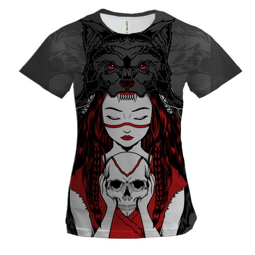 Жіноча 3D футболка Дівчина з черепом