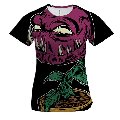 Женская 3D футболка Кровожадный цветок