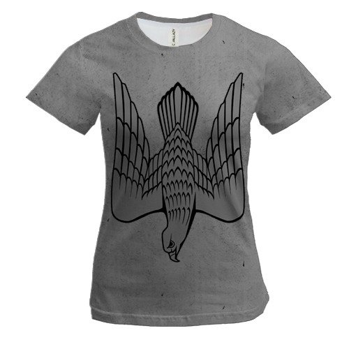 Жіноча 3D футболка з гербом у вигляді сокола (чорно-біла)