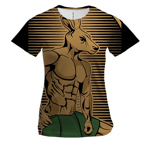 Женская 3D футболка Кролик-спортсмен