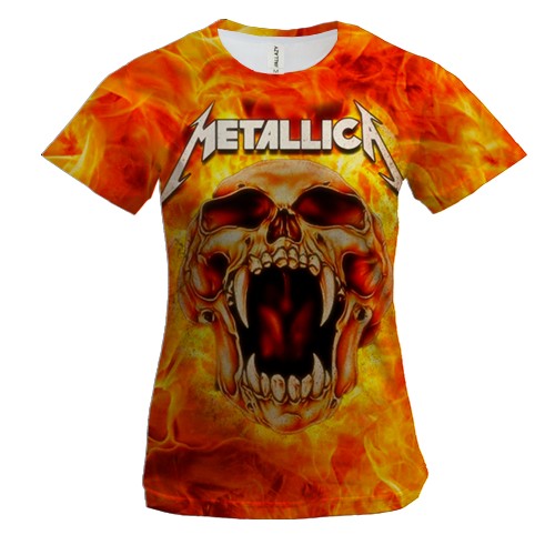 Женская 3D футболка Metallica (огненный череп)