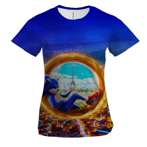 Женская 3D футболка Соник в кино