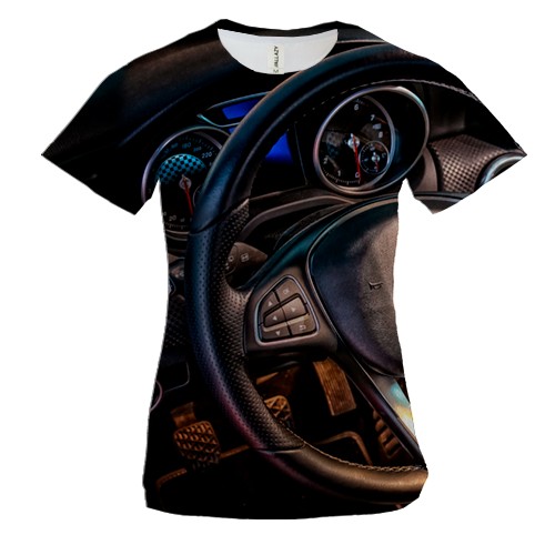 Жіноча 3D футболка Руль Mercedes Benz