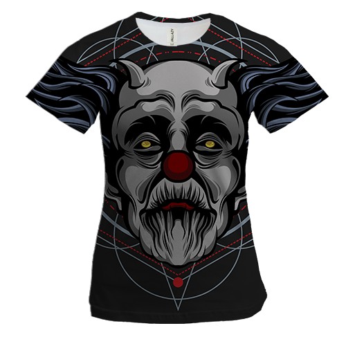 Женская 3D футболка с клоуном-зомби