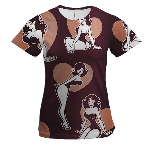 Женская 3D футболка с поп-арт девушками